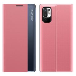   RMPACK Xiaomi Redmi Note 10 5G Notesz Tok Prémium View Window Ablakos Rózsaszín