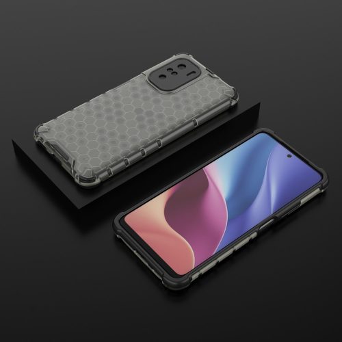 RMPACK Xiaomi Poco F3 / Mi 11i 5G Ütésállókivitel Szilikon Tok Honeycomb Shock-Proof TPU Fekete
