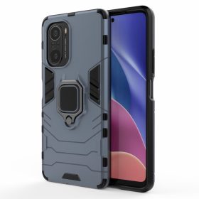   RMPACK Xiaomi Poco F3 / Mi 11i 5G Védőtok Ring Guard Gyűrűs 2in1 Tok Ütésálló - Kitámasztható TPU Hybrid Kék