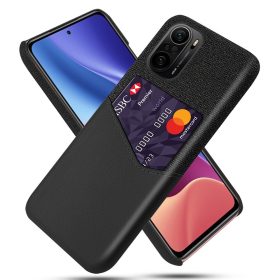   RMPACK Xiaomi Poco F3 / Mi 11i 5G Tok Bankkártyatartóval Bőrmintázattal Műanyag Fekete