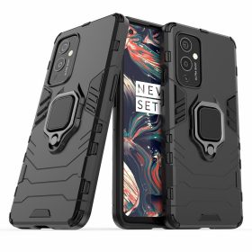   RMPACK OnePlus 9 Védőtok Ring Guard Gyűrűs 2in1 Tok Ütésálló - Kitámasztható TPU Hybrid Fekete