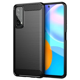   RMPACK Huawei P Smart 2021 Szilikon Tok Ütésállókivitel Karbon Mintázattal Fekete
