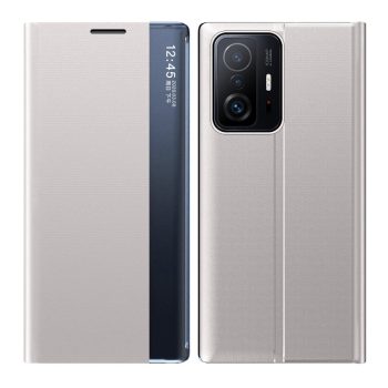 RMPACK Xiaomi 11T / 11T Pro Notesz Tok ELEGANT Style Ablakos View Window Series Kitámasztható Ezüst   RMPACK Xiaomi 11T / 11T Pro Notesz Tok ELEGANT Style Ablakos View Window Series Kitámasztható Ezüst