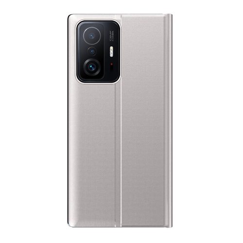 RMPACK Xiaomi 11T / 11T Pro Notesz Tok ELEGANT Style Ablakos View Window Series Kitámasztható Ezüst