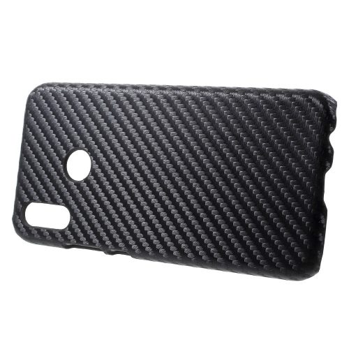 Huawei P20 Lite Műanyag Mintás Tok Karbon Mintázattal Fekete