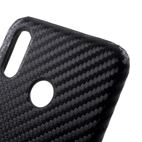 Huawei P20 Lite Műanyag Mintás Tok Karbon Mintázattal Fekete