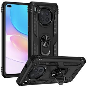   RMPACK Honor 50 Lite / Huawei Nova 8i Armor Tok Ütésálló 2in1 PC TPU Series Gyűrűs - Kitámasztható Fekete