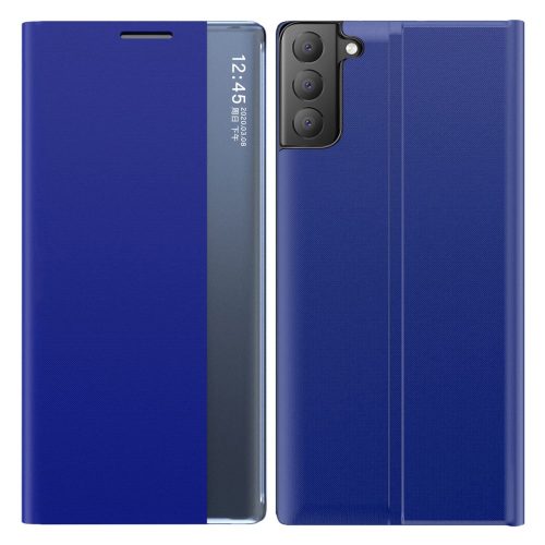 RMPACK Samsung Galaxy S21 FE Notesz Tok ELEGANT Style Ablakos View Window Series Kitámasztható Kék