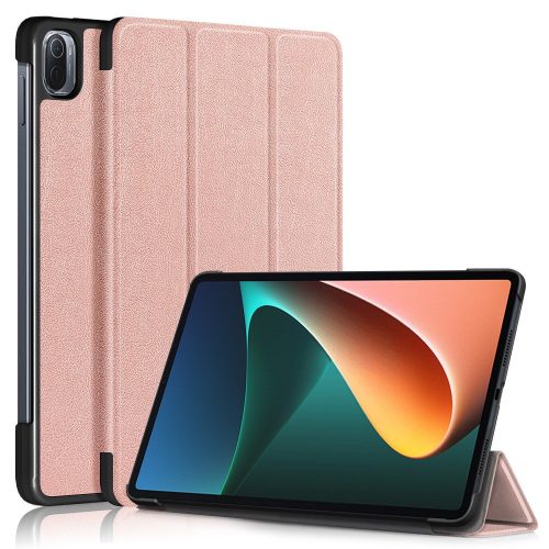 RMPACK Xiaomi Pad 5 / Pad 5 Pro Tok Tri-Fold Premium Kitámasztható Notesz Auto Wake / Sleep Funkcióval Rózsaarany