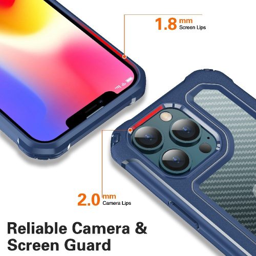 iPhone 13 6.1' Tok 2in1 Hybrid Szilikon-Műanyag Karbonmintázattal Fekete