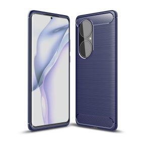   RMPACK Huawei P50 Pro Szilikon Tok Ütésállókivitel Karbon Mintázattal Kék