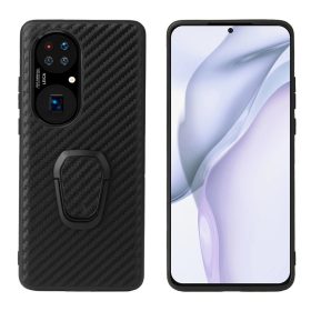   RMPACK Huawei P50 Pro Szilikon Tok Karbon Mintázattal Drop-Proof Ütésállókivitel TPU Kitámasztható Fekete