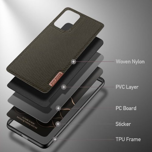 RMPACK Samsung Galaxy A53 5G Prémium Szilikon Tok 2in1 DUX DUCIS Textil Mintázattal Barna