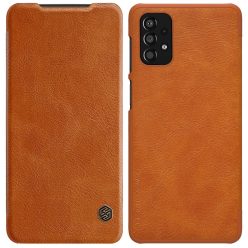   RMPACK Samsung Galaxy A33 5G Notesz Tok Nillkin Qin Bőrtok Kitámasztható Kártyatartóval Barna