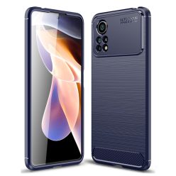   RMPACK Xiaomi Poco X4 Pro 5G Szilikon Tok Ütésállókivitel Karbon Mintázattal Sötétkék