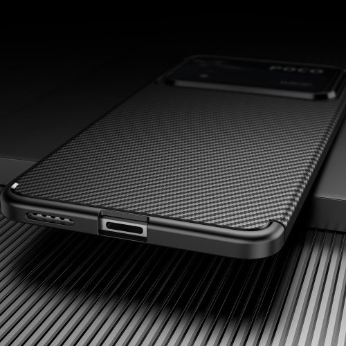 RMPACK Xiaomi Poco X4 Pro 5G Tok Szilikon TPU NEW Carbon Fiber - Karbon Minta Fekete