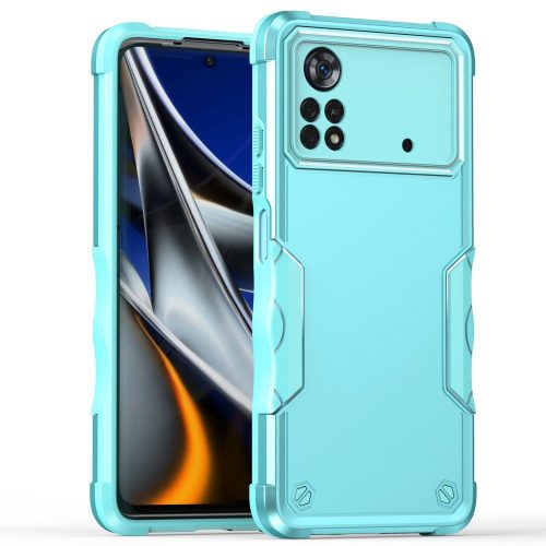 RMPACK Xiaomi Poco X4 Pro 5G ShockProof Tok Ütésállókivitel Csúszásgátló Mintázat Hybrid TPU Protective Cián