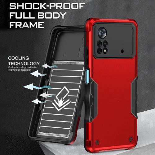RMPACK Xiaomi Poco X4 Pro 5G ShockProof Tok Ütésállókivitel Csúszásgátló Mintázat Hybrid TPU Protective Pink