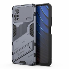  RMPACK Xiaomi Poco X4 Pro 5G Tok Ütésállókivitel Kitámasztható PC + TPU 2in1 Anti-Drop Series Kameralencse védelemmel Sötétkék