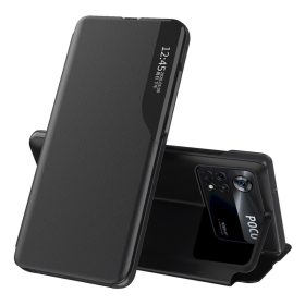   RMPACK Xiaomi Poco X4 Pro 5G Notesz Tok Ablakos View Window Series Kitámasztható Fekete