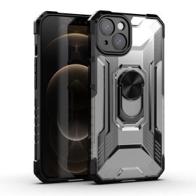   iPhone 13 6.1' Rugged Shield Armor Tok Ütésállókivitel 2in1 Hybrid Kitámasztható Fekete