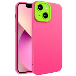   iPhone 13 6.1' Szilikon TPU Tok Eagle Eye MultiColor Series Lencsevédőkerettel Pink/Lime