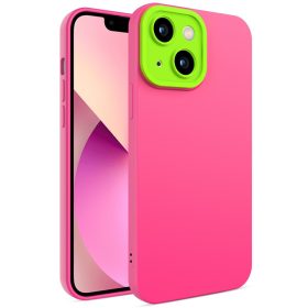  iPhone 13 6.1' Szilikon TPU Tok Eagle Eye MultiColor Series Lencsevédőkerettel Pink/Lime