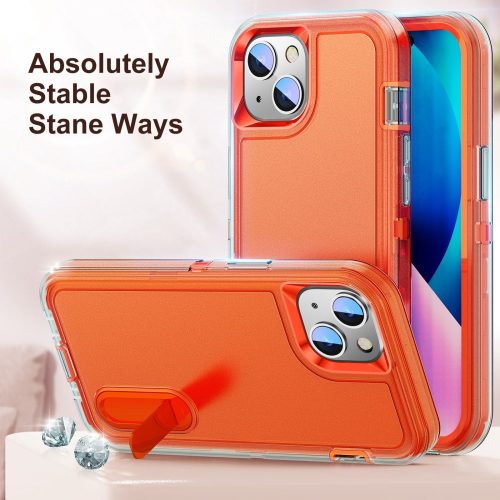 iPhone 13 6.1' Ütésálló Defender Tok Military TPU+PC Military Series Áttetsző/Narancssárga