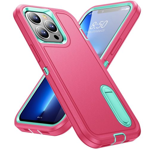 iPhone 13 Pro 6.1' Ütésálló Defender Tok Military TPU+PC Military Series Pink/Cián