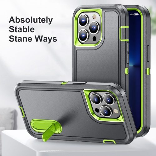 iPhone 13 Pro 6.1' Ütésálló Defender Tok Military TPU+PC Military Series Szürke/Zöld