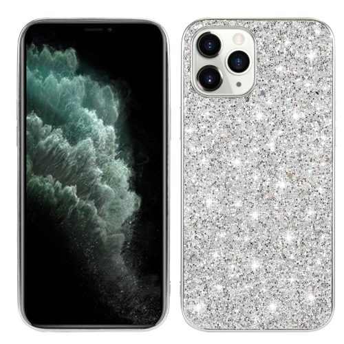iPhone 12 / iPhone 12 Pro Szilikon Tok Csillámló Glitteres Ezüst