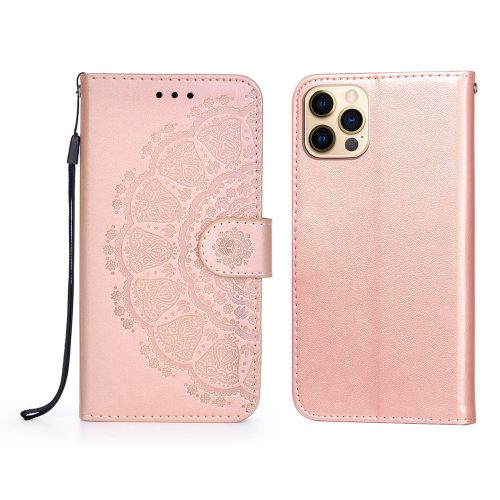 iPhone 12 / iPhone 12 Pro Notesz Tok Mintás Mandala Style Rózsaarany