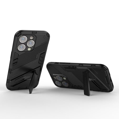 iPhone 14 Pro Tok Ütésállókivitel Kitámasztható 2in1 Armor Hybrid Fekete