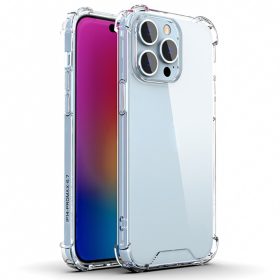   iPhone 14 Pro Ütésálló Szilikon Tok Ütéscsökkentő Keret - Anti-Drop TPU 2in1 Corner Guard Áttetsző