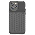 iPhone 14 Pro Szilikon Tok 2in1 Hybrid Thunder Twill Csúszásgátlókivitel Fekete