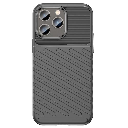 iPhone 14 Pro Szilikon Tok 2in1 Hybrid Thunder Twill Csúszásgátlókivitel Fekete