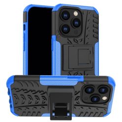   iPhone 14 Pro Szilikon Tok Ütésállókivitel 2in1 Hybrid Kitámasztható - Csúszásgátlóval Kék