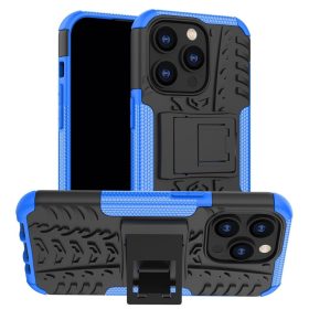   iPhone 14 Pro Szilikon Tok Ütésállókivitel 2in1 Hybrid Kitámasztható - Csúszásgátlóval Kék