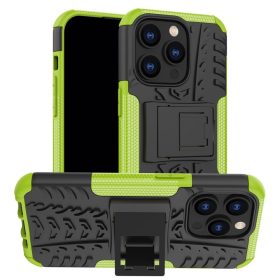   iPhone 14 Pro Szilikon Tok Ütésállókivitel 2in1 Hybrid Kitámasztható - Csúszásgátlóval Zöld