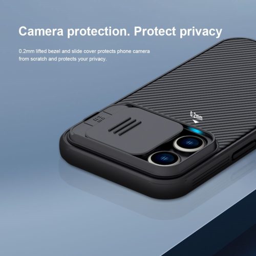 iPhone 14 Pro Tok NILLKIN Camshield Pro Ütésállókivitel Kameralencsevédővel Fekete