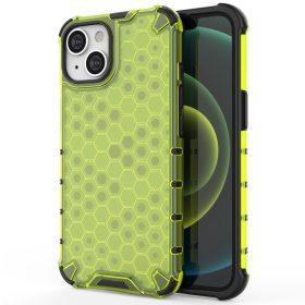   iPhone 14 Szilikon Tok 2in1 Hybrid HoneyComb Series TPU Ütéscsökkentősarokkal Zöld