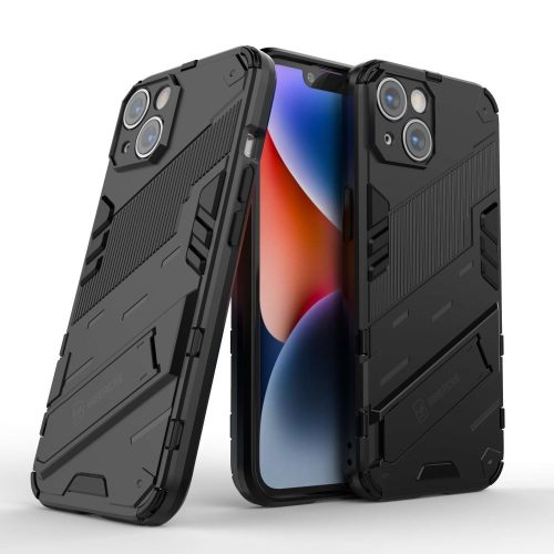 iPhone 14 Tok Ütésállókivitel Kitámasztható 2in1 Armor Hybrid Fekete