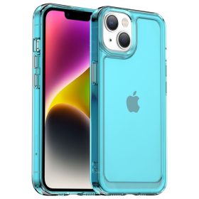   iPhone 14 Candy Szilikon Tok 2in1 Ütésállókivitel Ütéscsökkentő Sarkok - Kameravédelemmel Áttetsző/Kék