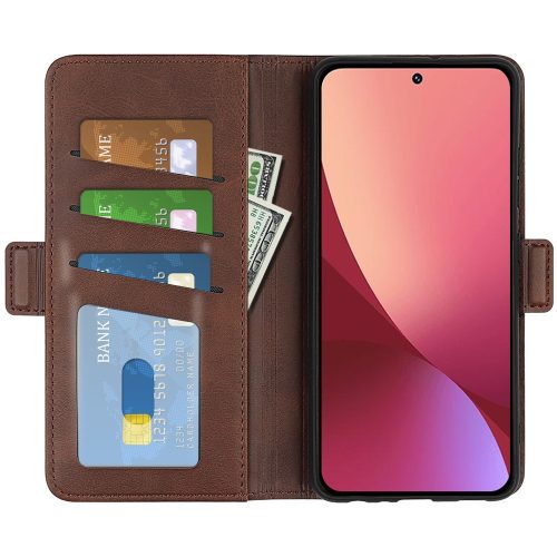 RMPACK Xiaomi 12 Lite Notesz Tok New Business Series Kártyatartóval - Kitámasztható Sötétbarna