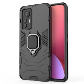   RMPACK Xiaomi 12 Lite Védőtok Ring Guard Gyűrűs 2in1 Tok Ütésálló - Kitámasztható TPU Hybrid Fekete