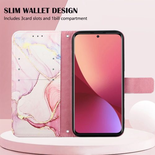 RMPACK Xiaomi 12 Lite Mintás Notesz Tok Kitámasztható Marble Series - Márvány Mintázattal Bankkártyatartóval A01