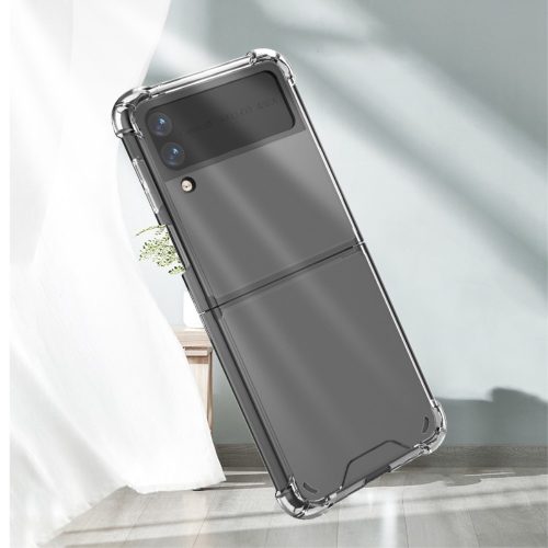 RMPACK Samsung Z Flip4 5G Tok Szilikon Kerettel Akril Style Védősarokkal Anti - Drop Armor Áttetsző