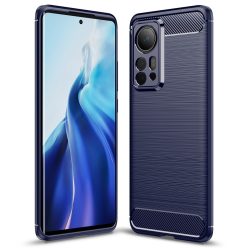   RMPACK Xiaomi 12 Pro Szilikon Tok Ütésállókivitel Karbon Mintázattal Sötétkék