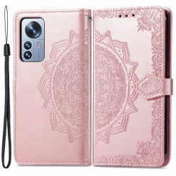   RMPACK Xiaomi 12 Pro Notesz Tok Mandala Mintás Kártyartóval- Kitámasztható Rózsaarany