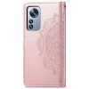 RMPACK Xiaomi 12 Pro Notesz Tok Mandala Mintás Kártyartóval- Kitámasztható Rózsaarany
